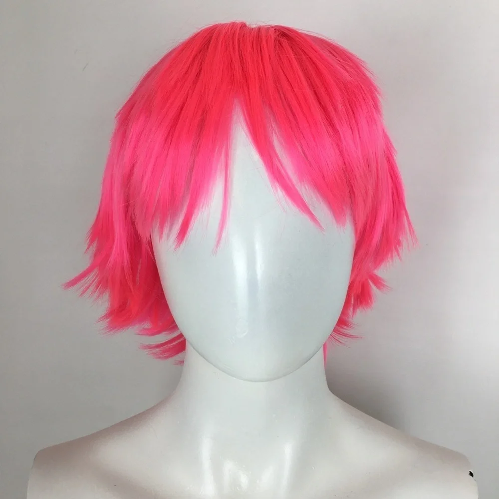Hot Pink Choppy Bob Wig With Bangs NEW NWOT Cosplay Emo Gamer Anime